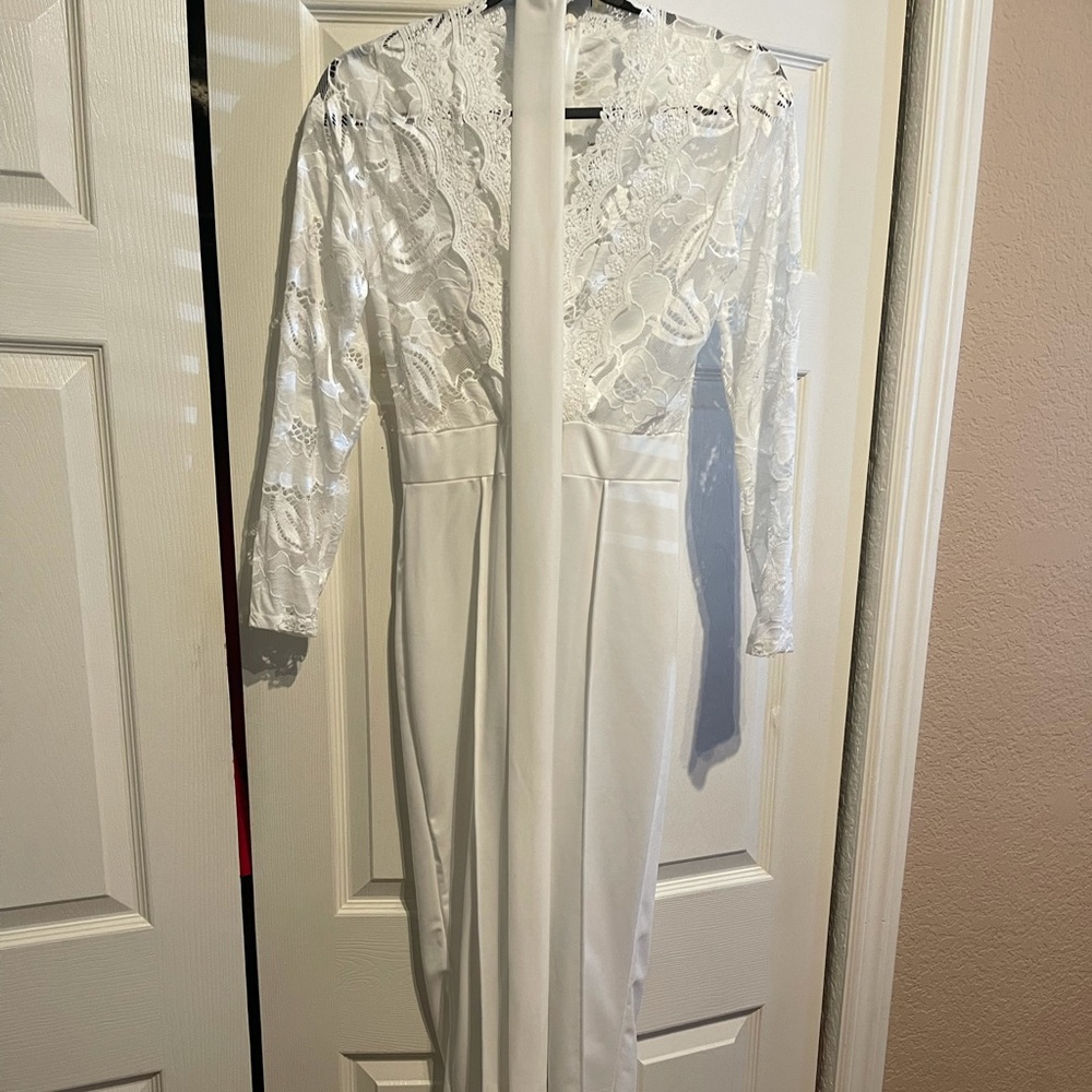 White lace top jumpsuit